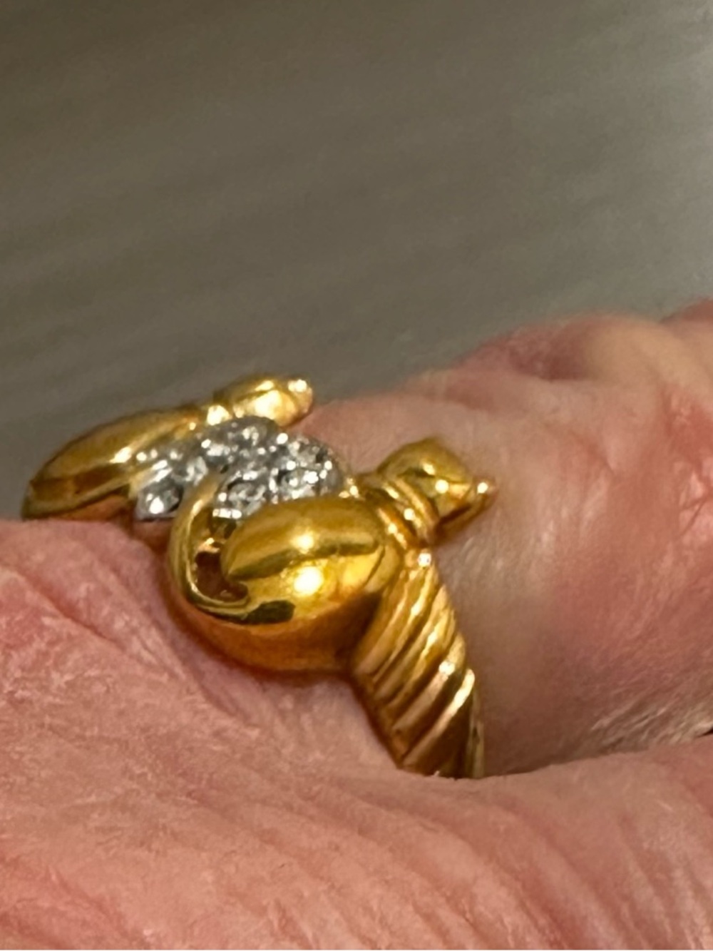 Vintage Seta Cat Duo Heart Ring 4 - Picture 5 of 5